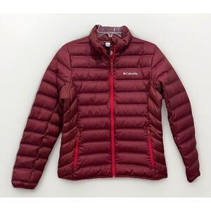 Columbia McKay Lake 650 Down Puffer Jacket Womens Size Medium Maroon Full Zip
